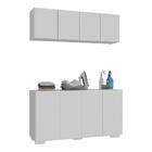 Conjunto Lavanderia Multiuso Armário Aéreo E Balcão 4 Portas