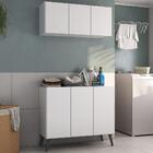 Conjunto Lavanderia Retrô Multiuso Armário Aéreo E Balcão 3 P