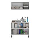 Conjunto Lavanderia Retrô Multiuso Armário Aéreo E Balcão 3 P