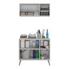 Conjunto Lavanderia Retrô Multiuso Armário Aéreo E Balcão 3 P