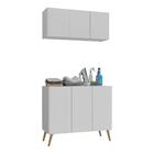 Conjunto Lavanderia Retrô Multiuso Armário Aéreo E Balcão 3 P