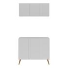 Conjunto Lavanderia Retrô Multiuso Armário Aéreo E Balcão 3 P