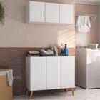 Conjunto Lavanderia Retrô Multiuso Armário Aéreo E Balcão 3 P