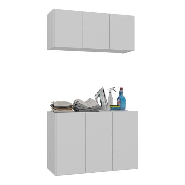 Conjunto Lavanderia Suspenso Multiuso Armário Aéreo E Balcão