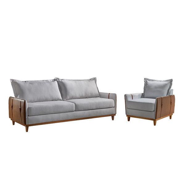 Conjunto Living 4 Lugares Sofá E Poltronas Dubai  Móveis Mix