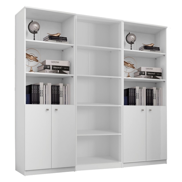 Conjunto Livreiros Estantes Para Escritório 4 Portas Nelson B