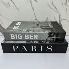 Conjunto Livro Caixa De Papelão Decorativo Big Ben + Paris