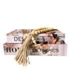 Conjunto Livro Caixa Fake Para Decorar E Colar De Madeira