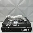 Conjunto Livro Decorativo + Escultura Pantera De Cerâmica