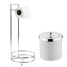 Conjunto Lixeira 5 L Com Suporte P/ Papel Higiênico Lavabo Br