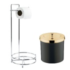 Conjunto Lixeira 5 L Com Suporte P/ Papel Higiênico Lavabo Pr