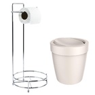 Conjunto Lixeira 5l Com Suporte Para Papel Higiênico Casa Ou