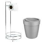 Conjunto Lixeira 5l Com Suporte Para Papel Higiênico Casa Ou