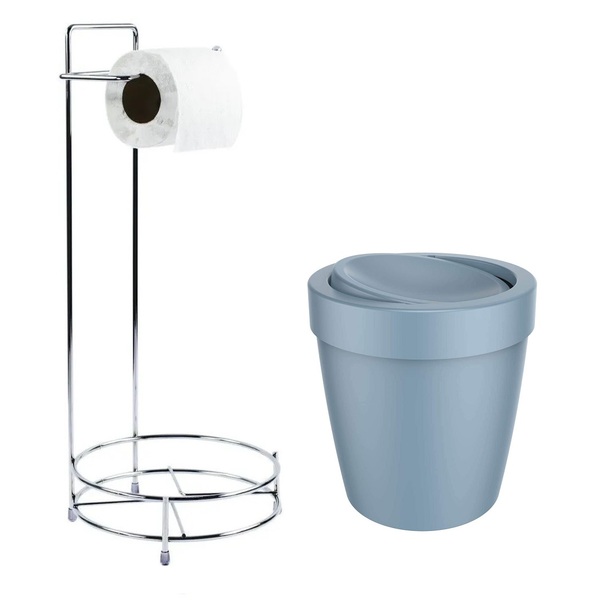 Conjunto Lixeira 5l Com Suporte Para Papel Higiênico Casa Ou