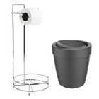Conjunto Lixeira 5l Com Suporte Para Papel Higiênico Casa Ou