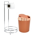 Conjunto Lixeira Redonda 5l Com Suporte P/ Papel Higiênico Ro