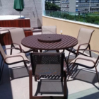 Conjunto Lótus Com Mesa Giratória 1,40m + 6 Poltronas - Marro