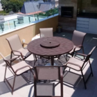 Conjunto Lótus Com Mesa Giratória 1,40m + 6 Poltronas - Marro