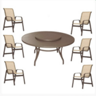 Conjunto Lótus Com Mesa Giratória 1,40m + 6 Poltronas - Marro