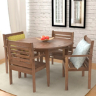 Conjunto Madeira Maciça Mesa E 4 Cadeiras Empilháveis Malibu