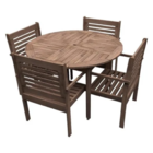 Conjunto Madeira Maciça Mesa E 4 Cadeiras Empilháveis Malibu