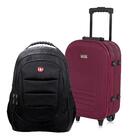 Conjunto Mala De Bordo Lucerna Vinho + Mochila Para Notebook