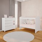 Conjunto Mel Cômoda Fraldario E Berço Mel Branco