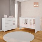 Conjunto Mel Cômoda Fraldario E Berço Mel Branco
