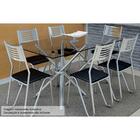 Conjunto Mesa 1,40m Com 6 Cadeiras Cromado Branco
