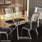 Conjunto Mesa 1,40m Com 6 Cadeiras Tampo De Vidro Kappesberg