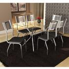 Conjunto Mesa 1,40m Com 6 Cadeiras Tampo De Vidro Kappesberg