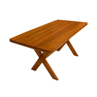 Conjunto Mesa 1,6m E 2 Bancos Com Encosto Madeira Maciça Euca