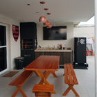 Conjunto Mesa 1,6m E 2 Bancos Sem Encosto Madeira Maciça Euca