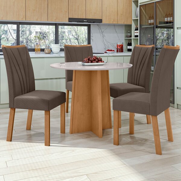 Conjunto Mesa 100cm Celebrare Redonda Com 4 Cadeiras Apogeu A