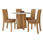 Conjunto Mesa 100cm Tampo Mdf/vidro 4 Cadeiras Athenas  Amênd