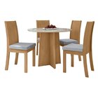 Conjunto Mesa 100cm Tampo Mdf/vidro 4 Cadeiras Athenas Móveis