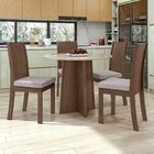 Conjunto Mesa 100cm Tampo Mdf/vidro 4 Cadeiras Athenas Móveis