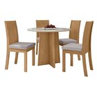 Conjunto Mesa 100cm Tampo Mdf/vidro 4 Cadeiras Athenas Móveis