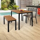 Conjunto Mesa 110x72cm 1 Banco 2 Cadeiras Mega  Preto/amêndoa