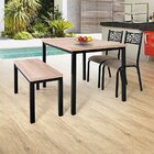 Conjunto Mesa 110x72cm 1 Banco Mega 2 Cadeiras Jade  Preto/li