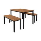 Conjunto Mesa 110x72cm 2 Bancos Mega Preto/amêndoa