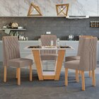 Conjunto Mesa 120cm Apogeu Com Vidro E 4 Cadeiras Exclusive A