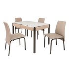 Conjunto Mesa 120cm Tampo Em Vidro 4 Cadeiras Barcelona  Bron