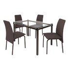 Conjunto Mesa 120cm Tampo Em Vidro 4 Cadeiras Barcelona  Bron
