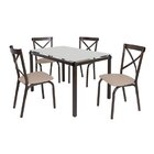 Conjunto Mesa 120cm Tampo Em Vidro Com 4 Cadeiras Karina  Bro