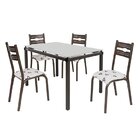 Conjunto Mesa 120cm Tampo Em Vidro Com 4 Cadeiras Luna  Bronz