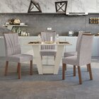 Conjunto Mesa 120cm Tampo Mdf/vidro 4 Cadeiras Apogeu Móveis