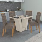Conjunto Mesa 120cm Tampo Mdf/vidro 4 Cadeiras Apogeu Móveis