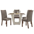 Conjunto Mesa 120cm Tampo Mdf/vidro 4 Cadeiras Apogeu Móveis