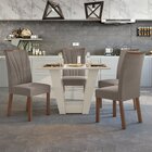 Conjunto Mesa 120cm Tampo Mdf/vidro 4 Cadeiras Apogeu Móveis